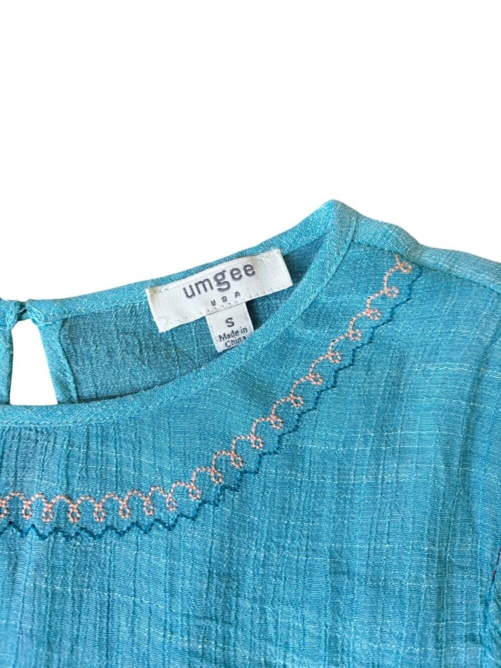 Umgee Women's Teal-Colored with Embroidered Details Short Dress - Picture 4 of 7